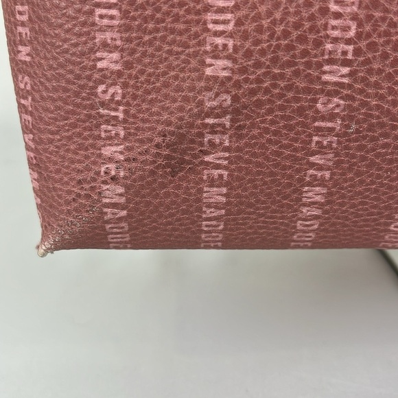 Steve Madden Large Logo Pebbled Leather Pink Tote Bag with Black Envelope Bag - Picture 8 of 14